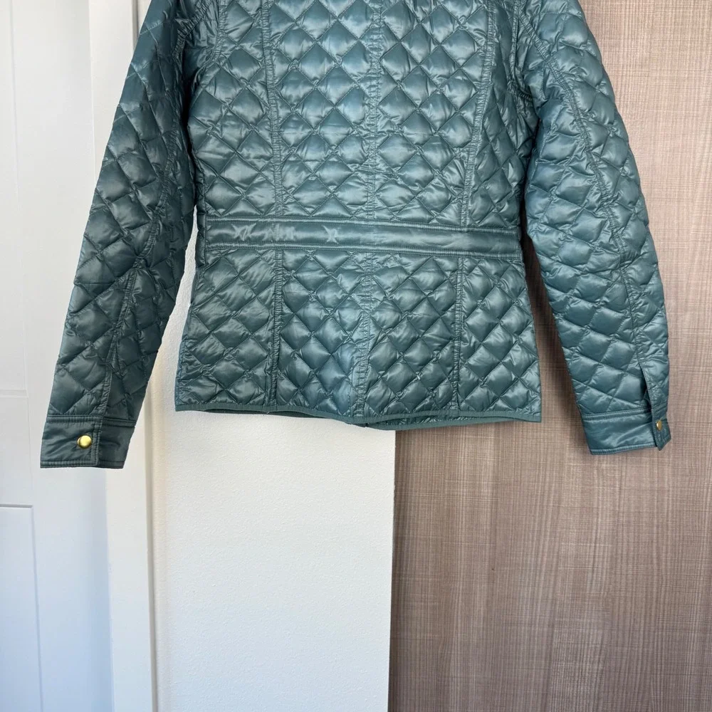 J. Crew Teal Shiny Quilted‎ Down Field Jacket